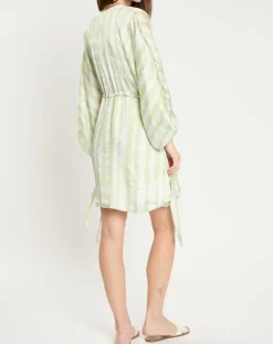 Zapa Robes|Robe Rokhya imprimée vert päle