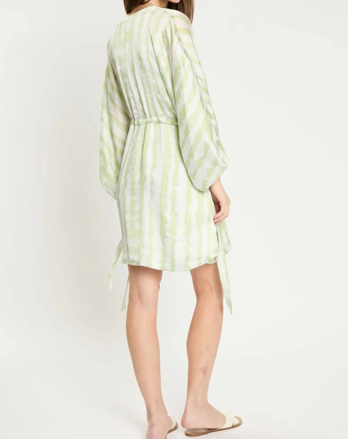 Zapa Robes|Robe Rokhya imprimée vert päle