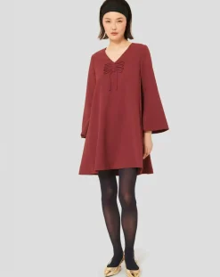 Tara Jarmon Robes|Robe Rolie bordeaux