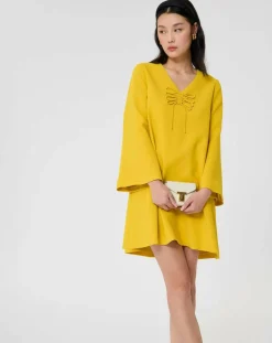 Tara Jarmon Robes|Robe Rolie jaune citron