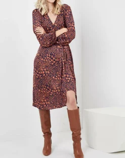 See u Soon Robes|Robe Rose imprimée brique/bleu marine