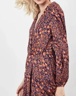 See u Soon Robes|Robe Rose imprimée brique/bleu marine