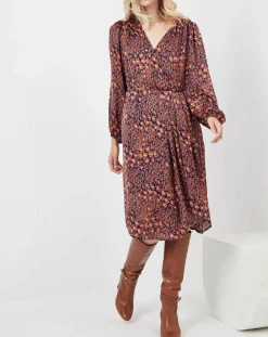 See u Soon Robes|Robe Rose imprimée brique/bleu marine