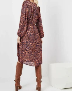 See u Soon Robes|Robe Rose imprimée brique/bleu marine