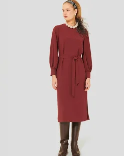 Tara Jarmon Robes|Robe Rossini bordeaux