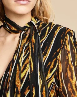 Belair Robes|Robe Royaume imprimée noir/jaune