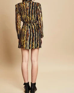 Belair Robes|Robe Royaume imprimée noir/jaune