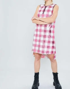 Manoush Robes|Robe Saint-Tropez en sequins rose/blanc