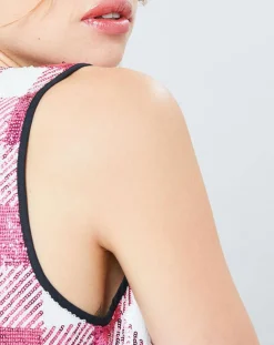 Manoush Robes|Robe Saint-Tropez en sequins rose/blanc