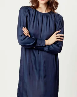 See u Soon Robes|Robe satinée Giulia bleu marine