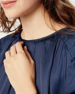 See u Soon Robes|Robe satinée Giulia bleu marine