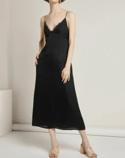 See u Soon Robes|Robe satinée Jade noire