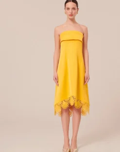 Tara Jarmon Robes|Robe satinée jaune