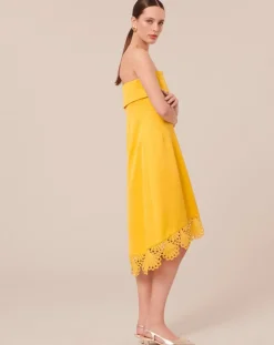 Tara Jarmon Robes|Robe satinée jaune
