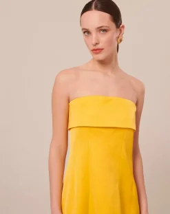 Tara Jarmon Robes|Robe satinée jaune
