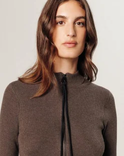 Rodier Robes|Robe Thalia fermeture éclair marron havane