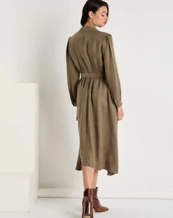 See u Soon Robes|Robe toucher doux Paloma boutonnée khaki