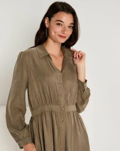 See u Soon Robes|Robe toucher doux Paloma boutonnée khaki