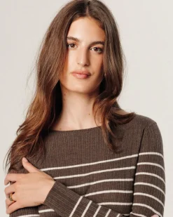 Rodier Robes|Robe Wendy rayée marron havane