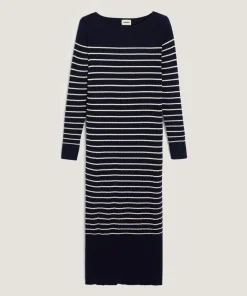 Rodier Robes|Robe Xénia rayée bleu nuit