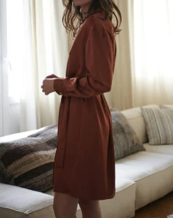 Cyrillus Robes|Robe-chemise en Satin rouille