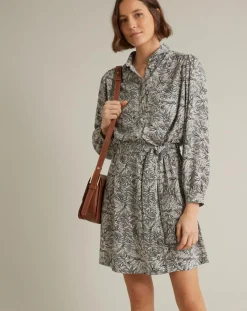 Cyrillus Robes|Robe-chemise imprimée Graphic Leaves bleue