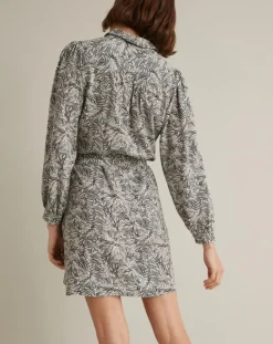 Cyrillus Robes|Robe-chemise imprimée Graphic Leaves bleue