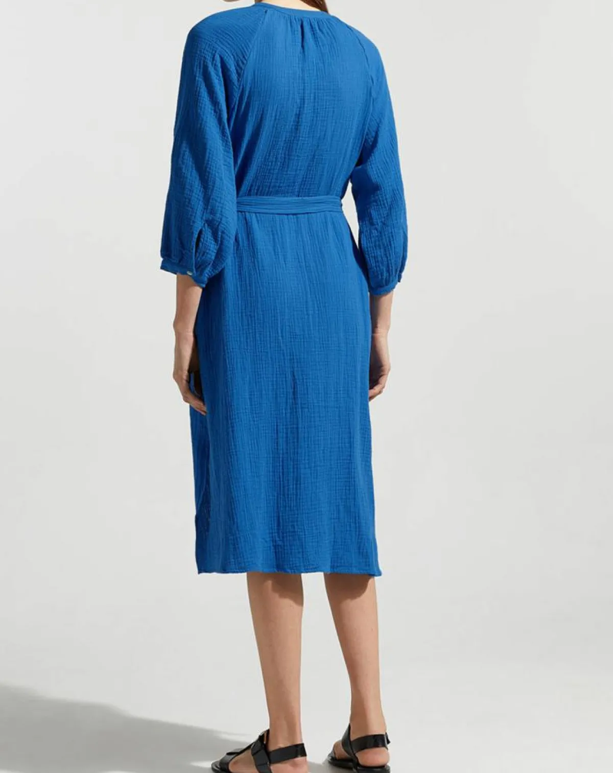Garance Paris Robes|Robe-chemise midi Lao bleu vif