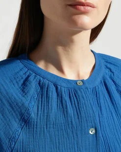 Garance Paris Robes|Robe-chemise midi Lao bleu vif