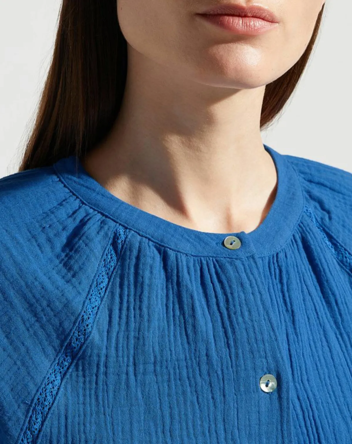 Garance Paris Robes|Robe-chemise midi Lao bleu vif