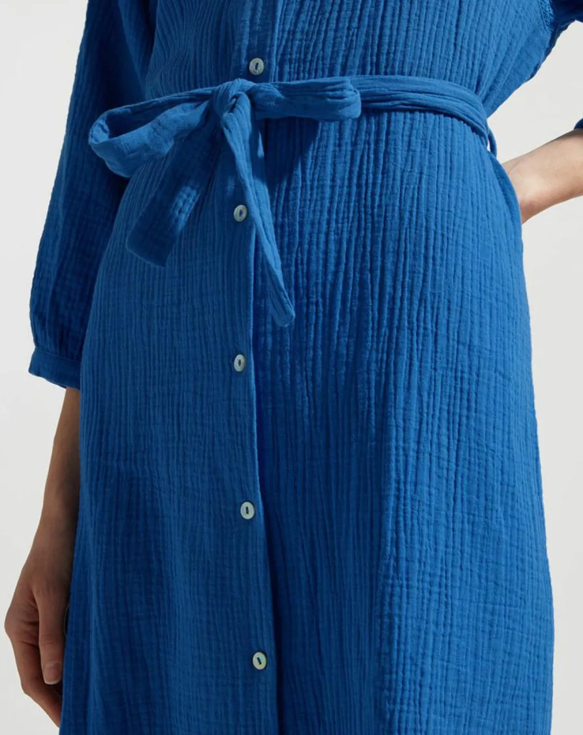 Garance Paris Robes|Robe-chemise midi Lao bleu vif