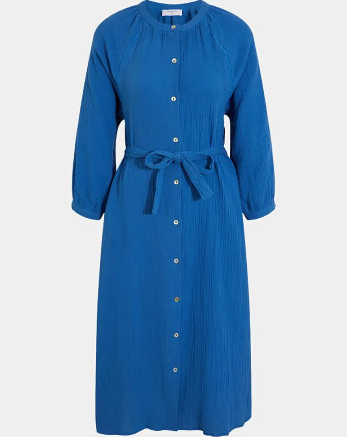Garance Paris Robes|Robe-chemise midi Lao bleu vif