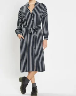 Jodhpur Robes|Robe-Chemise Pimi à rayures bleu marine