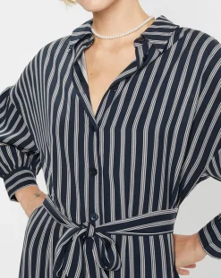 Jodhpur Robes|Robe-Chemise Pimi à rayures bleu marine