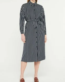 Jodhpur Robes|Robe-Chemise Pimi à rayures bleu marine