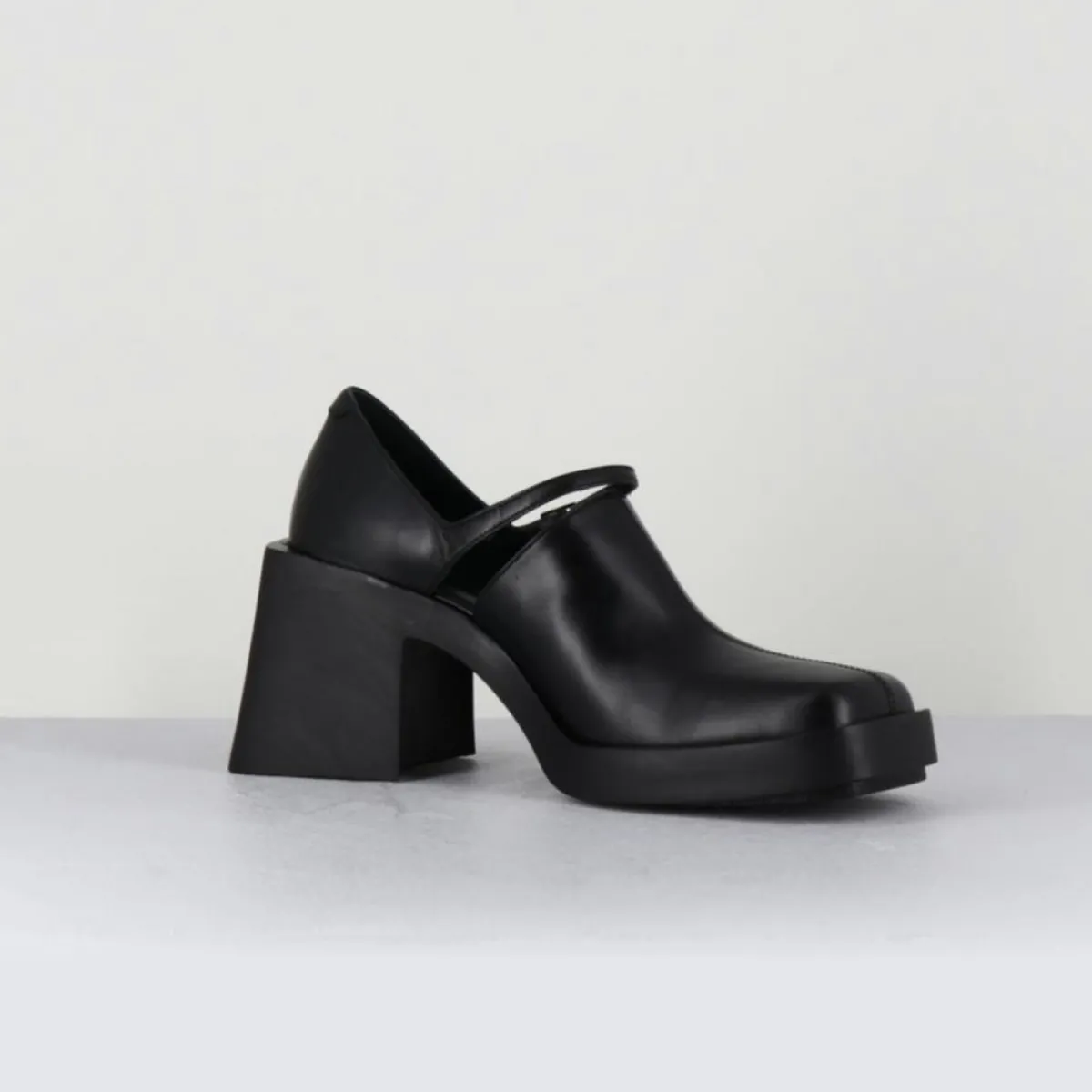 Justine Clenquet Sandales À Talons|Sabots en Cuir Kim noirs - Talon 8 cm