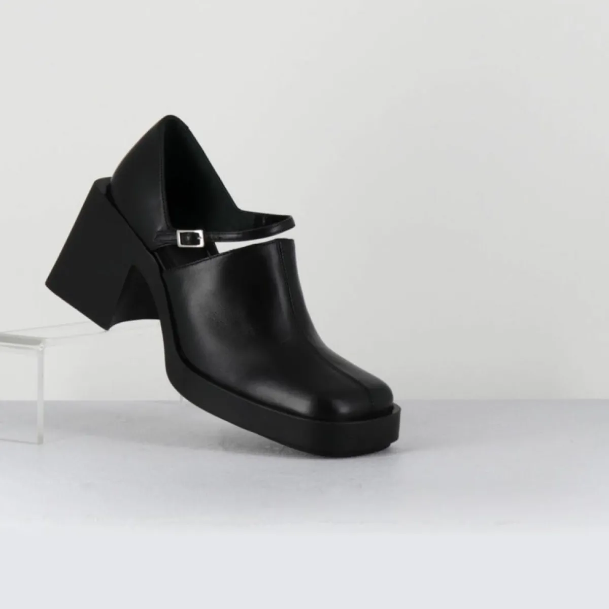 Justine Clenquet Sandales À Talons|Sabots en Cuir Kim noirs - Talon 8 cm