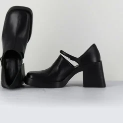 Justine Clenquet Sandales À Talons|Sabots en Cuir Kim noirs - Talon 8 cm