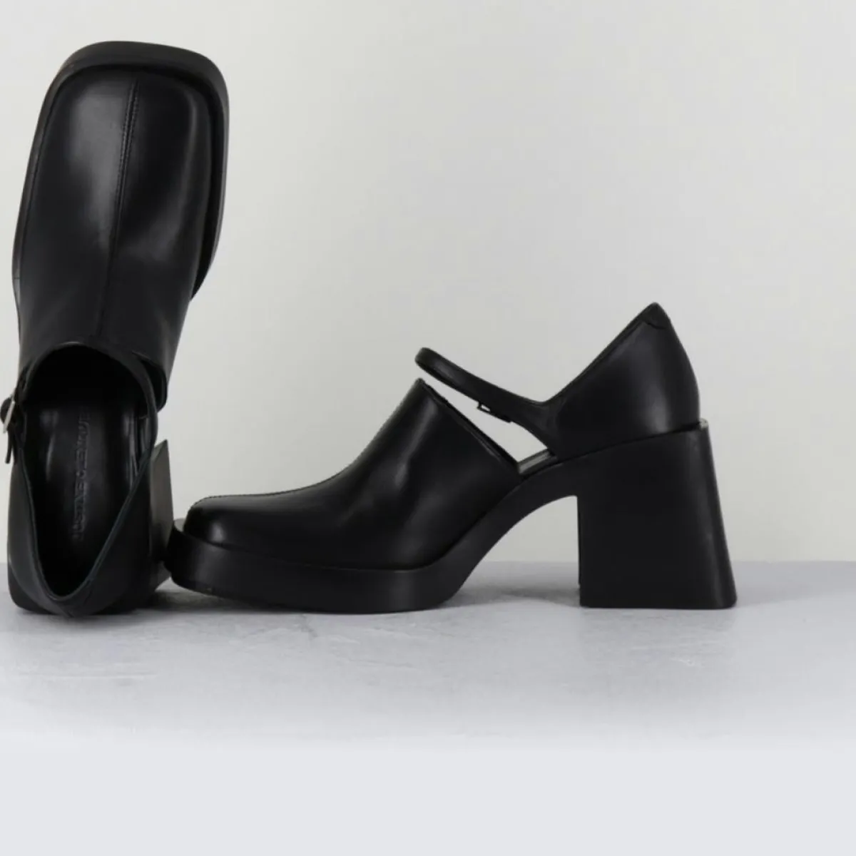 Justine Clenquet Sandales À Talons|Sabots en Cuir Kim noirs - Talon 8 cm