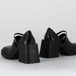 Justine Clenquet Sandales À Talons|Sabots en Cuir Kim noirs - Talon 8 cm