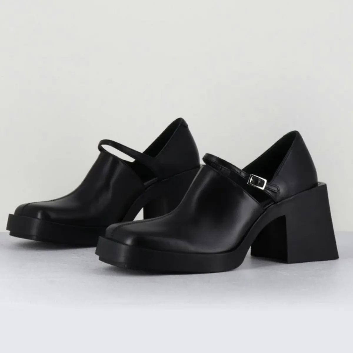 Justine Clenquet Sandales À Talons|Sabots en Cuir Kim noirs - Talon 8 cm