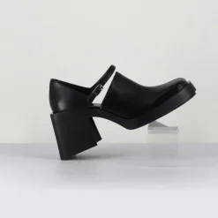 Justine Clenquet Sandales À Talons|Sabots en Cuir Kim noirs - Talon 8 cm