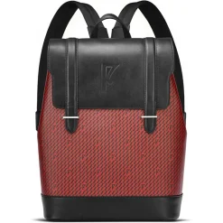 Maison Faret Sacs|Sac à dos en Toile enduite & Cuir Ferret rouge/noir - 40x29x13 cm