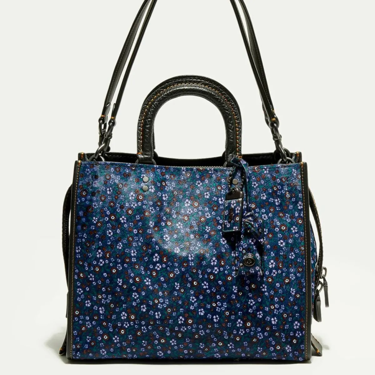 Coach Sacs|Sac à main en Cuir Rogue imprimé bleu foncé - 24.9x13.9x30.9 cm