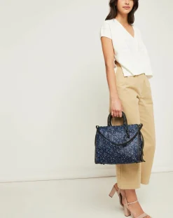 Coach Sacs|Sac à main en Cuir Rogue imprimé bleu foncé - 24.9x13.9x30.9 cm