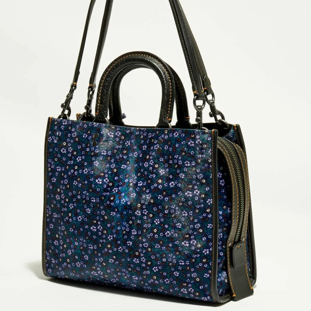 Coach Sacs|Sac à main en Cuir Rogue imprimé bleu foncé - 24.9x13.9x30.9 cm
