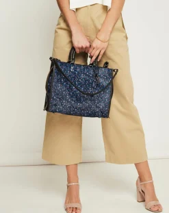 Coach Sacs|Sac à main en Cuir Rogue imprimé bleu foncé - 24.9x13.9x30.9 cm