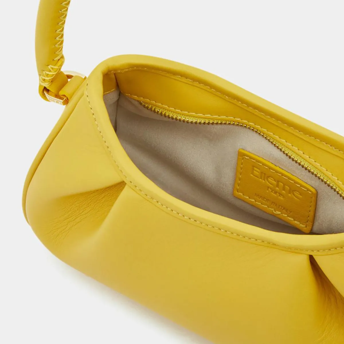 Elleme Sacs|Sac à main en Cuir Small Dimple jaune 13x23x8,5 cm