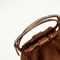 Amina Muaddi Sacs|Sac à main en Soie cristal Vittoria moka - 16.5x16x7 cm