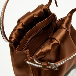 Amina Muaddi Sacs|Sac à main en Soie cristal Vittoria moka - 16.5x16x7 cm